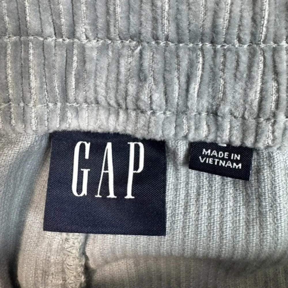 GAP Mens Corduroy Pleated Pants Elastic Waist Gray Large Casual‎ Trousers